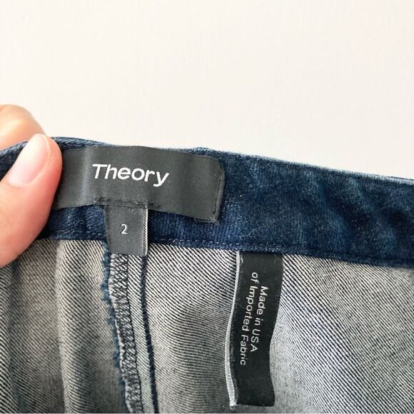 Theory "Movement Denim" Classic Skinny Pant, Dark Wash Cropped Jeans, 2 - Picture 2 of 5